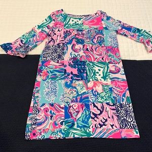 Lilly Pulitzer Sz L Mini Sophie Ruffle Dress stretchy